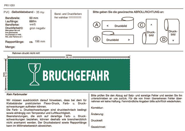 PVC Klebebänder mit Naturkautschukkleber bedruckt.