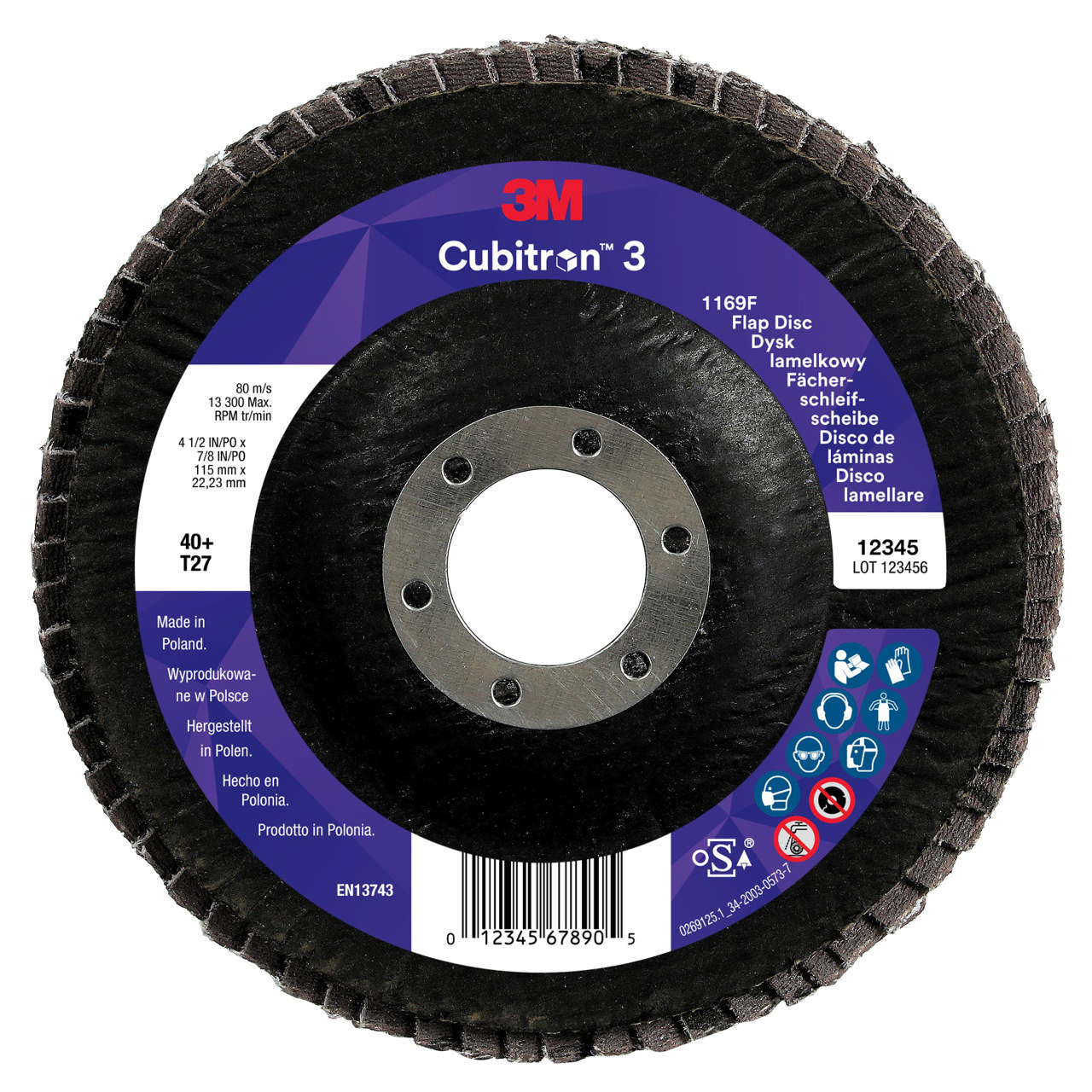 3M Cubitron 3 Fan-Shaped Sanding Disc 1169F