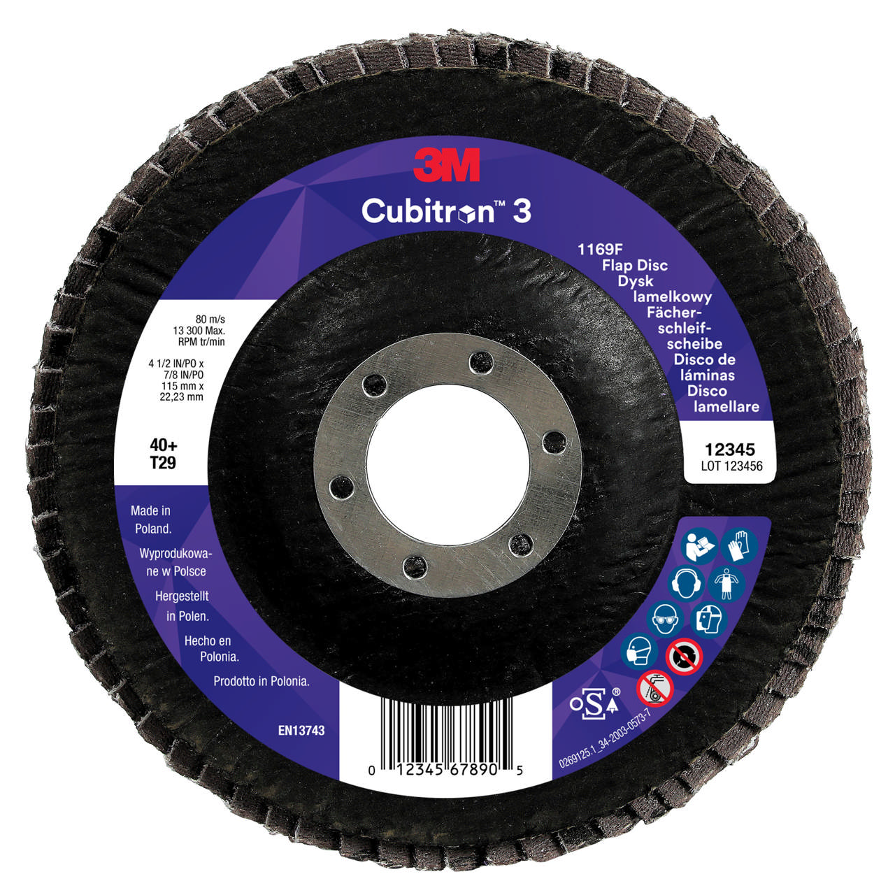3M Cubitron 3 Fan-Shaped Sanding Disc 1169F