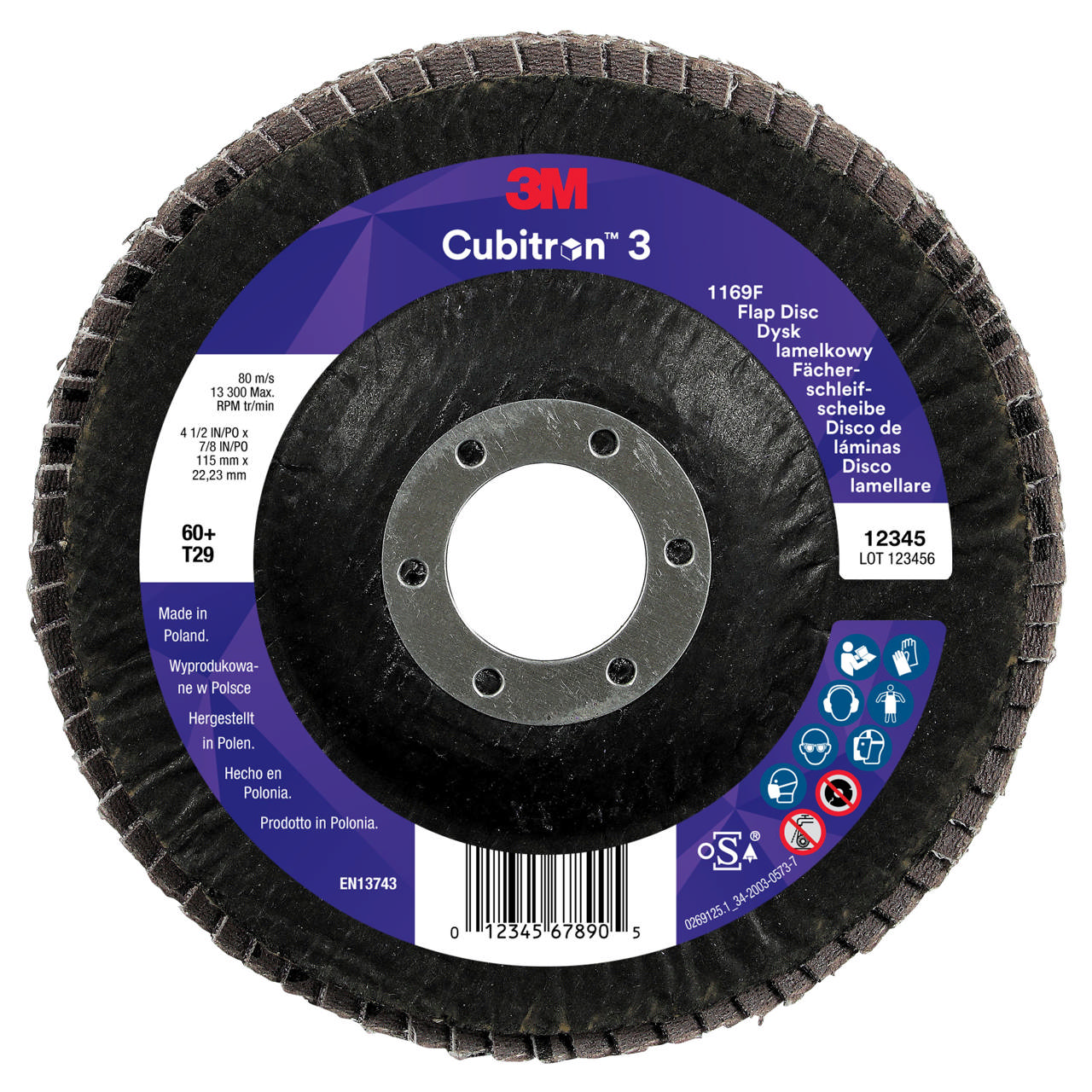3M Cubitron 3 Fan-Shaped Sanding Disc 1169F